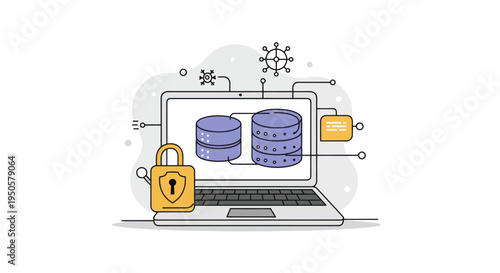 Laptop Data Security Concept.