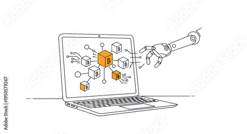 Laptop with robotic hand.