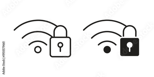 Wifi security icon concept. Simple solid style. line stroke icons