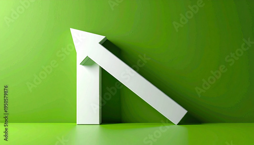 White arrow pointing up against green background for growth concept