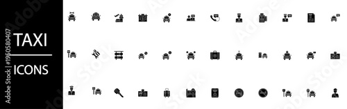 Modern black glyph icons for various taxi and transportation services.