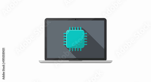 Laptop with Virus Icon.