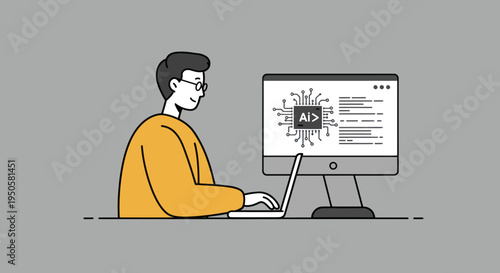 Man Working on Computer.