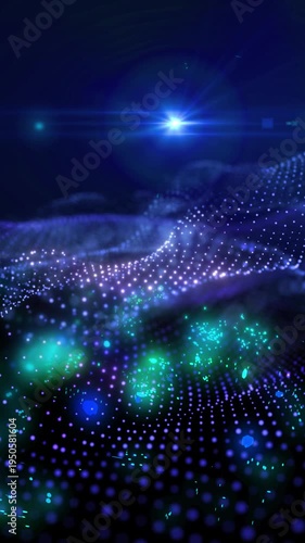 Abstract waves illuminated by neon light emit glamour and energy, creating a mesmerizing visual effect.
