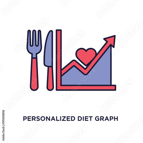 Illustrative icon symbolizing personalized diet progress, showcasing customized nutrition tracking and health improvement through mindful eating habits and wellness goal achievement