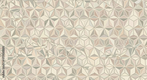 Geometric Abstract Pattern Background, 3D Faceted Shapes, Neutral Tones