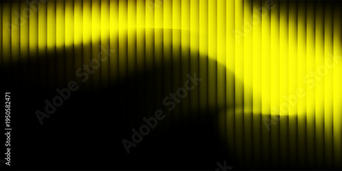 Abstract background features a striking visual composition where numerous vertical bars transition diagonally across the frame moving from absolute black on the left toward an intense bright neon yel