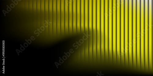 Abstract background features a striking visual composition where numerous vertical bars transition diagonally across the frame moving from absolute black on the left toward an intense bright neon yel