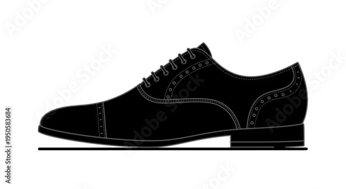 Black Leather Oxford Shoe.