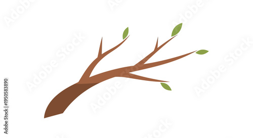 Brown Branch with Leaves.