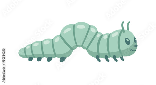 Cartoon Caterpillar on White.