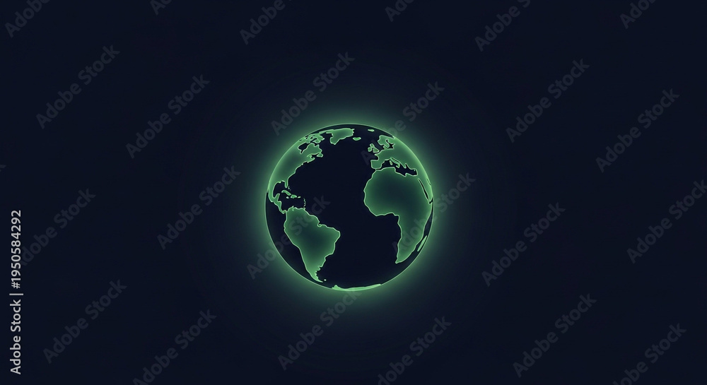 Fototapeta premium Glowing Earth with silhouette continent highlighting global connectivity and sustainability