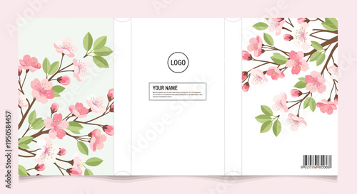 Cherry Blossom Branch Design with Logo Space