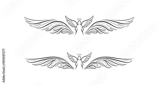 Stylized angel wings logo design for branding and decoration