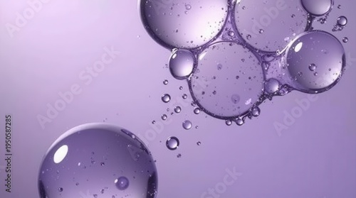 purple cosmetic serum bubbles abstract background molecular structure scientific research new formula liquid collagen essence gel texture macro 3d illustration