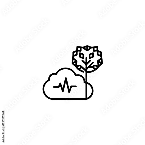 Sustainable cloud computing and data center ecology concept icon, vector