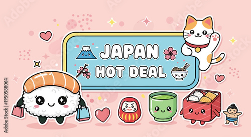 Kawaii Japan Hot Deal: Cute Sushi, Cat, Tea, Daruma, Sumo, Mount Fuji