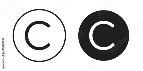 Copyright icon concept. Glyph and line vector illustrations on white background