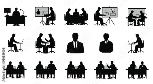 Set of 16 business meeting icons vector