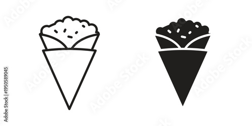 Crepe icon concept. Glyph and line vector illustrations on white background