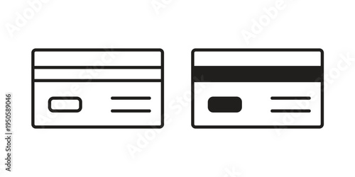Credit card icon concept. Glyph and line vector illustrations on white background