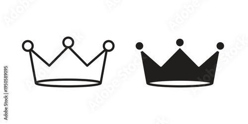 Crown icon concept. Glyph and line vector illustrations on white background