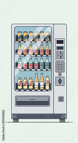 Retro Vending Machine Filled with Colorful Drinks and Snacks