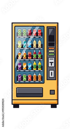 Retro Vending Machine Full of Colorful Drinks, Vintage Snack Dispenser