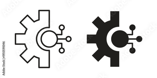 Digital transformation icon concept. Glyph and line vector illustrations on white background