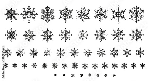 A delightful collection of diverse snowflake designs, perfect for your winter-themed projects and holiday decorations