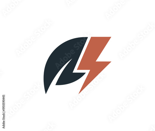 Free Download Abstract energy symbol with leaf and lightning bolt - GFXLoad