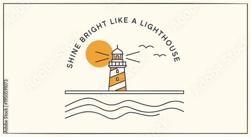 Vector lighthouse icon with inspirational quote