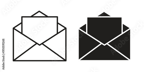 Envelope open icon concept. Glyph and line vector illustrations on white background