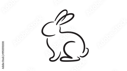 Easter Bunny Silhouette Minimal Black Rabbit Icon Isolated on White Background for Spring Holiday Design