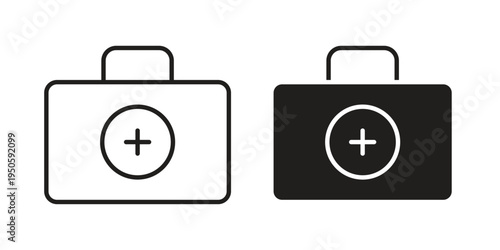 First aid kit icon concept. Glyph and line vector illustrations on white background