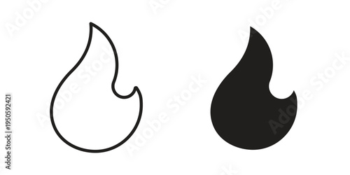 Flame icon concept. Glyph and line vector illustrations on white background