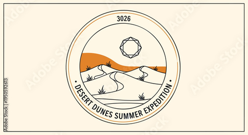 Vector desert expedition logo with summer text