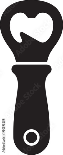 Black manual bottle opener silhouette for opening soda and beer bottles in kitchen or bar