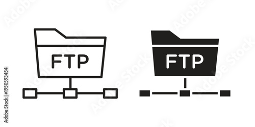 FTP icon concept. Glyph and line vector illustrations on white background