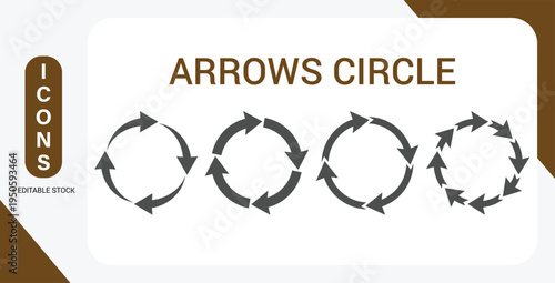 Four Arrows Circle Icon. Circular Direction Arrow Symbol Vector Illustration.