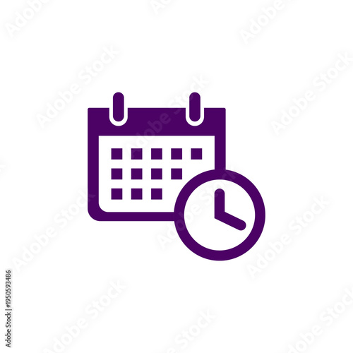 Calendar with clock icon isolated on transparent background
