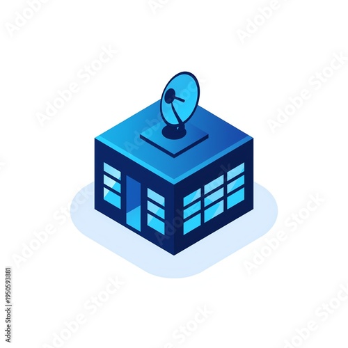 Wallpaper Mural Blue Smart Building with Satellite Antenna Icon Torontodigital.ca