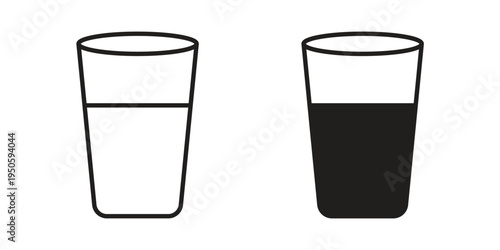Glass icon concept. Glyph and line vector illustrations on white background