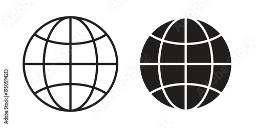 Globe icon concept. Glyph and line vector illustrations on white background