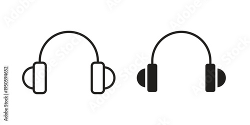 Headset icon concept. Glyph and line vector illustrations on white background