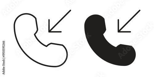 Incoming Call icon concept. Glyph and line vector illustrations on white background