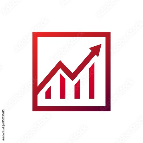 Red Gradient Growth Chart Arrow Inside Square