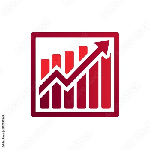 Red Bar Chart with Upward Arrow