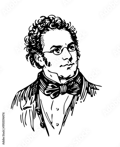 Obraz na płótnie Handcrafted Portrait inspired Franz Schubert Composer Classical Music Vienna | V