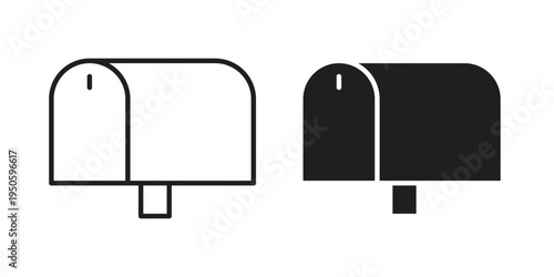 Mailbox icon concept. Glyph and line vector illustrations on white background